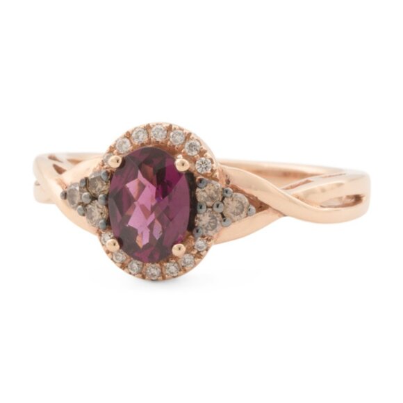 LE VIAN 14kt Rose Gold Raspberry Rhodolite Ring - Picture 1 of 3